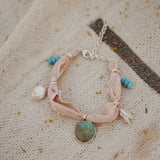 The Fray Baby Anklets with Royston Turquoise + Pearl Beads