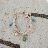 The Fray Baby Anklets with Royston Turquoise + Pearl Beads