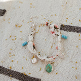 The Fray Baby Anklets with Royston Turquoise + Pearl Beads