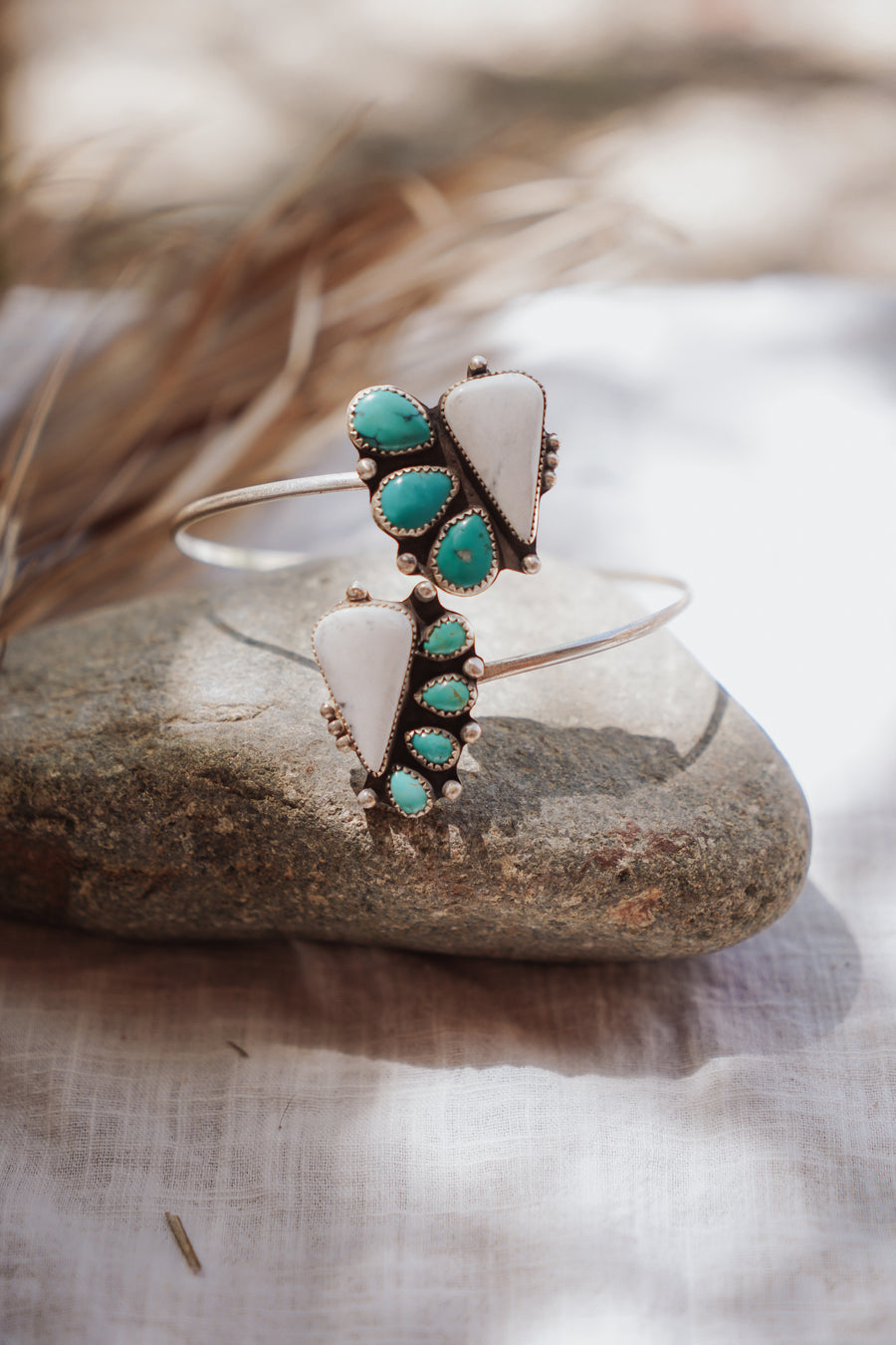 Boho Arm Band in White Buffalo & Hubei Turquoise
