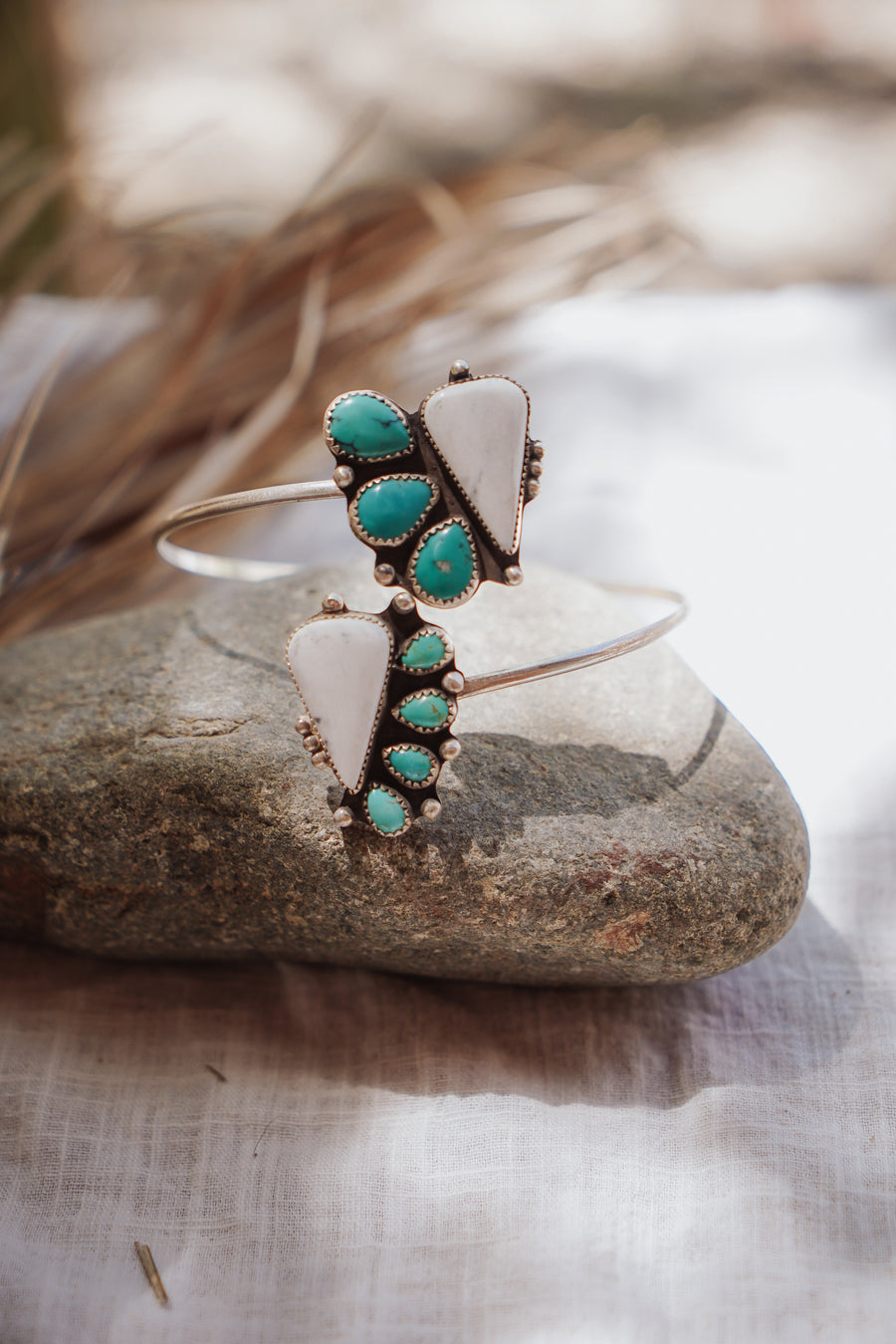 Boho Arm Band in White Buffalo & Hubei Turquoise
