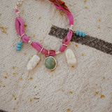 The Fray Baby Anklets with Royston Turquoise + Pearl Beads