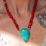 Dream Girl Necklace No. 1 in Hubei Turquoise & Red Coral