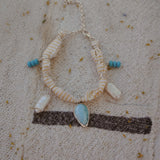 The Fray Baby Anklets with Larimar + Pearl Beads