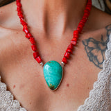 Dream Girl Necklace No. 1 in Hubei Turquoise & Red Coral