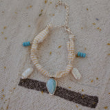 The Fray Baby Anklets with Larimar + Pearl Beads