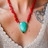 Dream Girl Necklace No. 1 in Hubei Turquoise & Red Coral