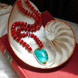 Dream Girl Necklace No. 2 in Hubei Turquoise & Red Coral