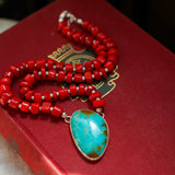 Dream Girl Necklace No. 2 in Hubei Turquoise & Red Coral