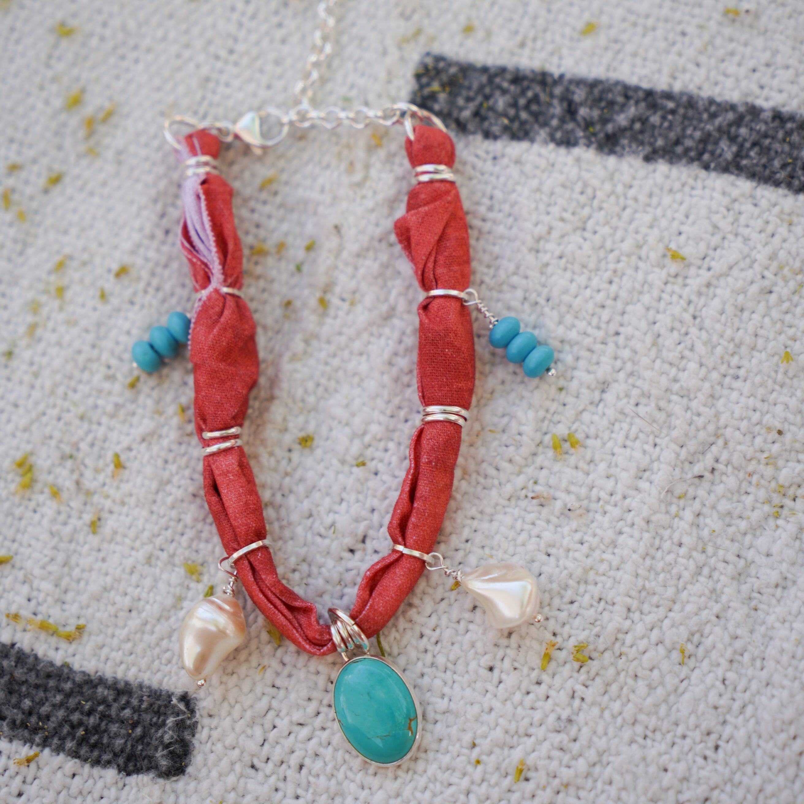 The Fray Baby Anklets with Turquoise + Pearl Beads (MADE TO ORDER)