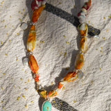 The Fray Baby Necklace in Royston Turquoise + Pearl Beads