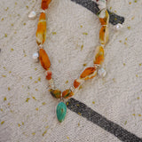 The Fray Baby Necklace in Royston Turquoise + Pearl Beads