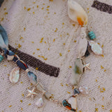 The Fray Baby Necklace in Spiny Oyster w/ Kingman Turquoise + Pearl Beads
