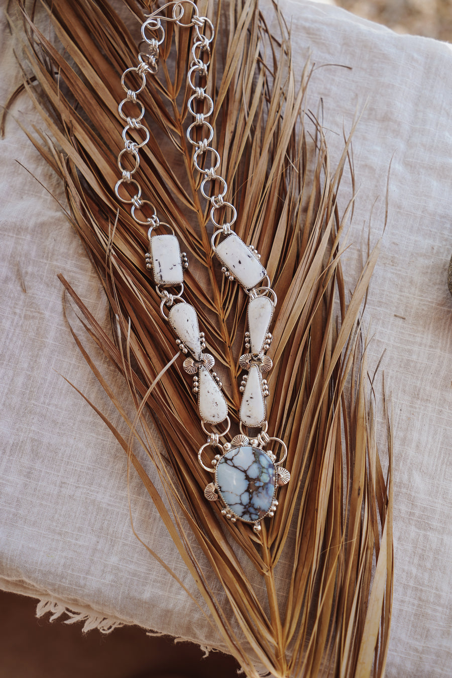Statement Necklace in White Buffalo & Hotsonite