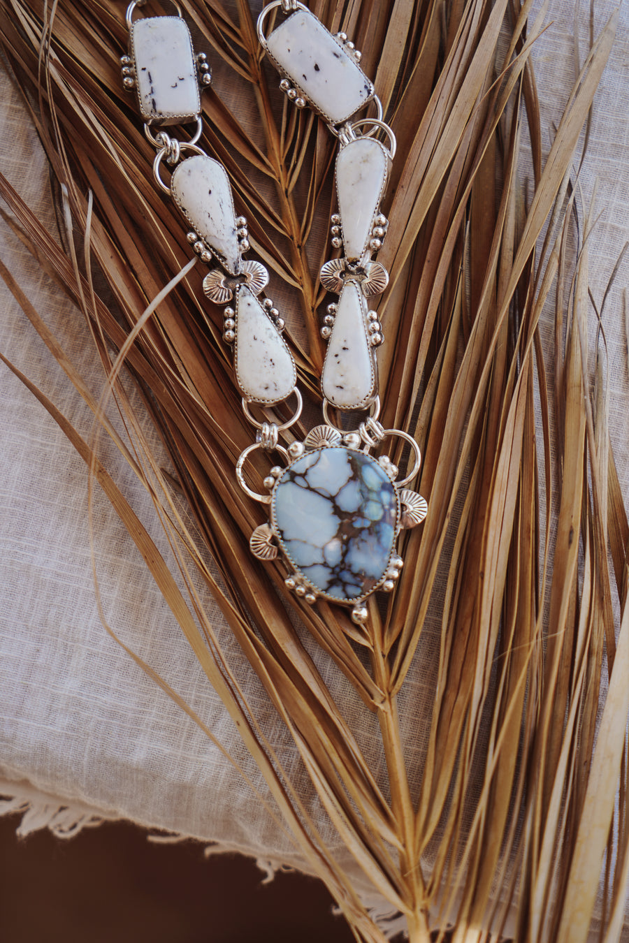 Statement Necklace in White Buffalo & Hotsonite