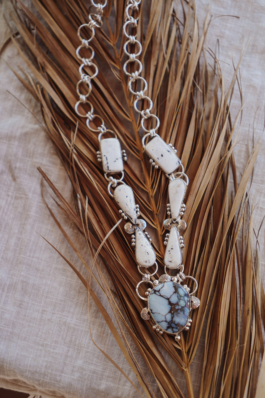 Statement Necklace in White Buffalo & Hotsonite