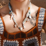The Fray Baby Necklace in Spiny Oyster w/ Kingman Turquoise + Pearl Beads