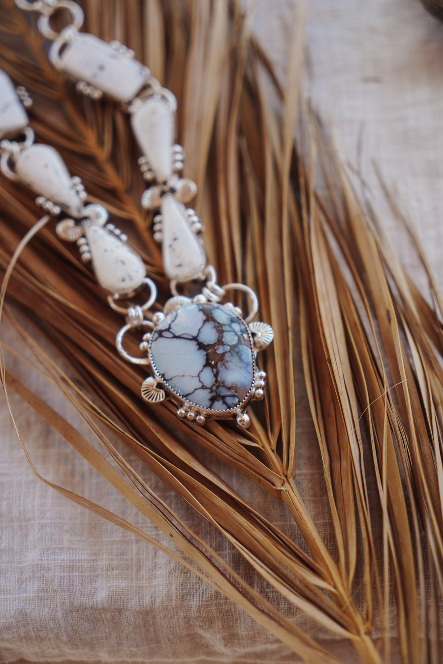 Statement Necklace in White Buffalo & Hotsonite