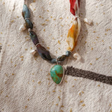 The Fray Baby Necklace in Royston Turquoise + Pearl Beads