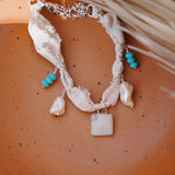 The Fray Baby Anklet in Lace Agate + Pearl Beads