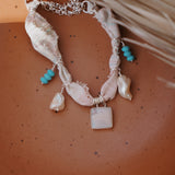 The Fray Baby Anklet in Lace Agate + Pearl Beads