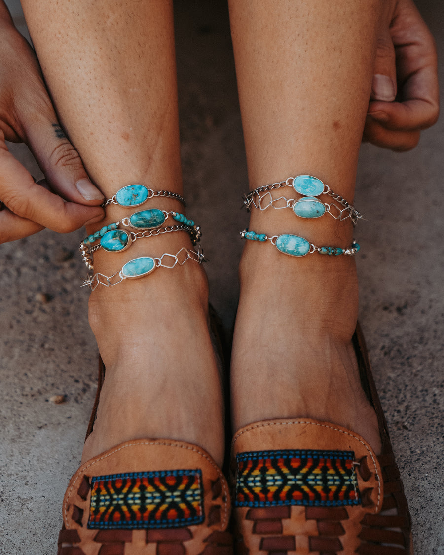 Anklet in Whitewater Turquoise w/ Blue Ridge Beads
