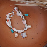 The Fray Baby Anklet in Lace Agate + Pearl Beads