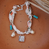The Fray Baby Anklet in Lace Agate + Pearl Beads