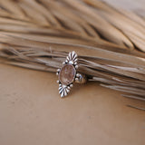Ring in Rose Quartz w/ Diopside Inclusions (Size 7)