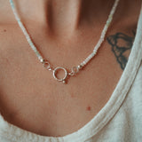 Pre-order: Charm Keeper Necklace in Morganite + Aquamarine w/ Spring Clasp