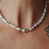 Ocean Dream Necklace in Sterling Shell Center Bead with Wampum