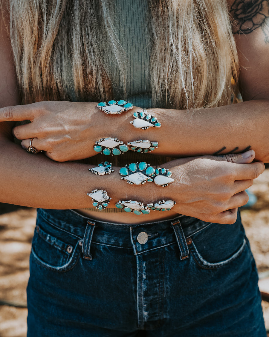 Statement Cuff in White Buffalo & Kingman Turquoise