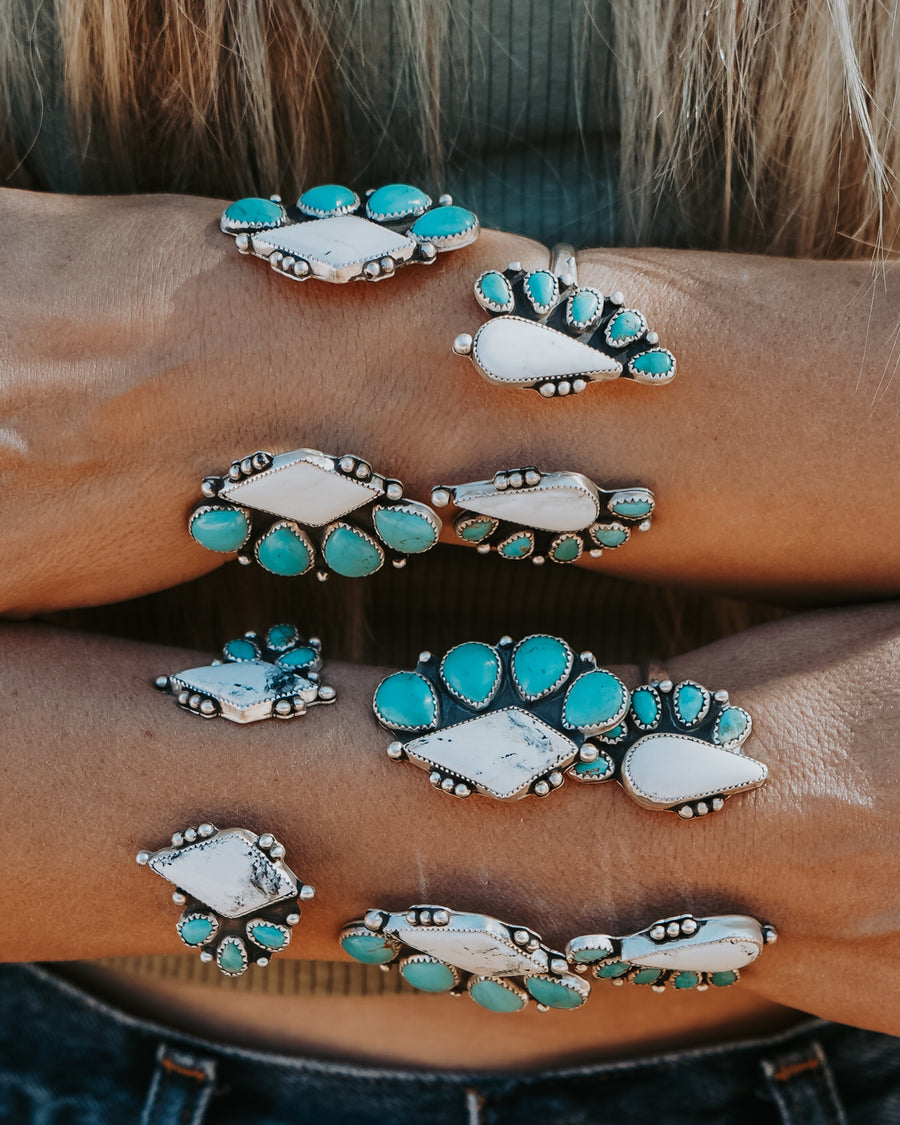 Statement Cuff in White Buffalo & Kingman Turquoise