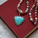 Let it Ride Necklace in Fire Agage & Kingman Turquoise