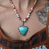 Let it Ride Necklace in Fire Agage & Kingman Turquoise