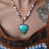 Let it Ride Necklace in Fire Agage & Kingman Turquoise