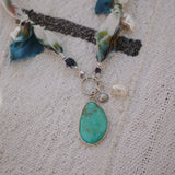 The Fray Baby Necklace in Royston Turquoise w/ shell and pearl charms