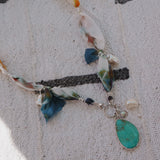The Fray Baby Necklace in Royston Turquoise w/ shell and pearl charms