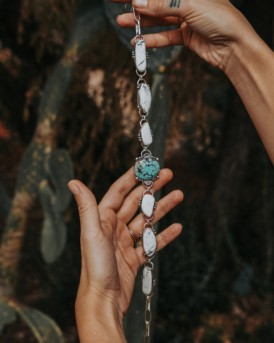 Statement Choker in Giraffe Turquoise & White Buffalo