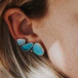 Ear Crawlers in Sonoran Gem Turquoise & Boulder Opal Doublet