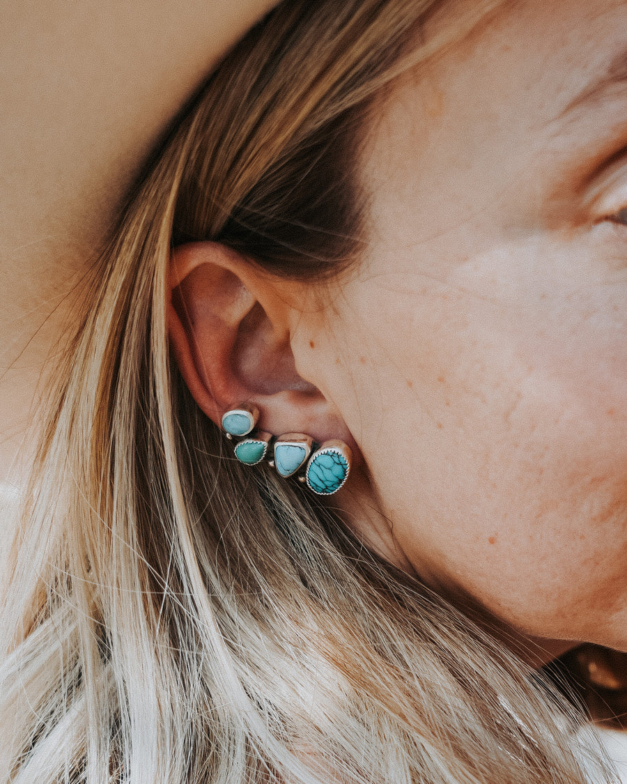 Ear Crawlers in Egyptian, Golden Hills, & Kingman Turquoise, and Larimar