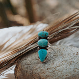 Cairn Ring in Whitewater & Sonoran Gem Turquoise (Size 6.75)