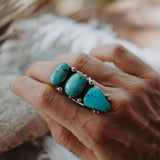 Cairn Ring in Whitewater & Sonoran Gem Turquoise (Size 6.75)