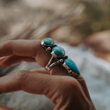 Cairn Ring in Whitewater & Sonoran Gem Turquoise (Size 6.75)