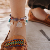 The Fray Baby Anklet in Lace Agate + Pearl Beads