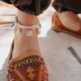 The Fray Baby Anklet in Lace Agate + Pearl Beads