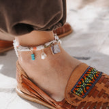 The Fray Baby Anklet in Lace Agate + Pearl Beads