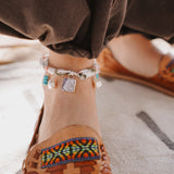 The Fray Baby Anklet in Lace Agate + Pearl Beads