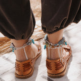 The Fray Baby Anklet in Lace Agate + Pearl Beads