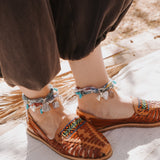 The Fray Baby Anklet in Lace Agate + Pearl Beads